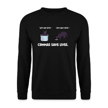 Punctuation Saves Lives I Funny English Grammar - Unisex Pullover - Schwarz - Vorne - Alina (178cm) & Michal (187cm)