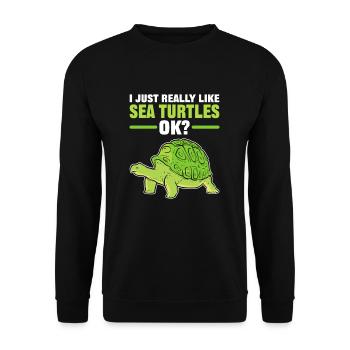 J’aime vraiment les tortues de mer, OK? Tortue - Sweat-shirt Unisexe - noir - Devant - Alina (178cm) & Michal (187cm)