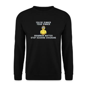 Punctuation Saves Lives I Funny English Grammar - Unisex Pullover - Schwarz - Vorne - Alina (178cm) & Michal (187cm)