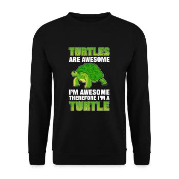 Turtles Are Awesome I'm Awesome Therefore I'm A - Unisex Pullover - Schwarz - Vorne - Alina (178cm) & Michal (187cm)