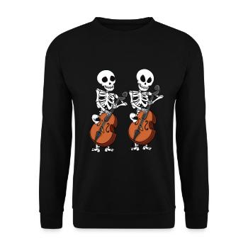 Kontrabass Skelette Orchester Big Band Kontrabass - Unisex Pullover - Schwarz - Vorne - Alina (178cm) & Michal (187cm)