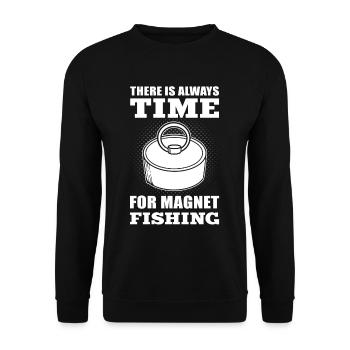 Magnet Fischen Fischer Schatzsucher Enterhaken Flu - Unisex Pullover - Schwarz - Vorne - Alina (178cm) & Michal (187cm)