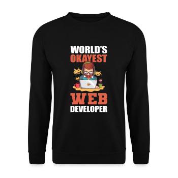 Worlds Okayest Web Developer Programmer - Unisex Pullover - Schwarz - Vorne - Alina (178cm) & Michal (187cm)