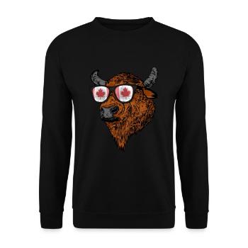 Büffel Geschenk Urlaub Kanada Flagge Kanada - Unisex Pullover - Schwarz - Vorne - Alina (178cm) & Michal (187cm)