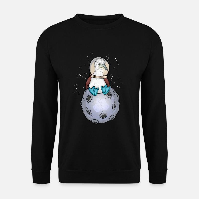 Astronaut Mond Weltall Geschenk Blaufußtölpel - Unisex Pullover - Schwarz