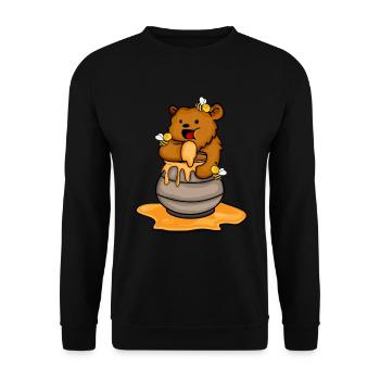 Bär Geschenk Kinder Honig Grizzly Bär - Unisex Pullover - Schwarz - Vorne - Alina (178cm) & Michal (187cm)