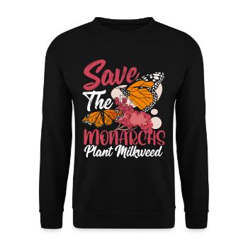 Monarch Schmetterling Schmetterlinge Pflanzung Mon - Unisex Pullover - Schwarz - Vorne - Alina (178cm) & Michal (187cm)