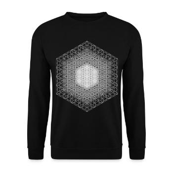 Fraktale Blume des Lebens Heilige Geometrie - Unisex Pullover - Schwarz - Vorne - Alina (178cm) & Michal (187cm)