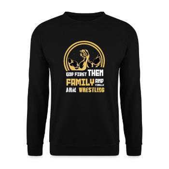 Arm wrestling tree felling weight training Armwrestling - Unisex Sweatshirt - black - Front - Alina (178cm) & Michal (187cm)