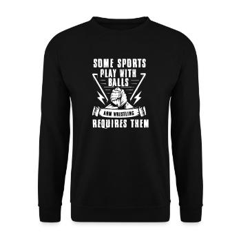 Arm wrestling tree felling weight training Armwrestling - Unisex Sweatshirt - black - Front - Alina (178cm) & Michal (187cm)