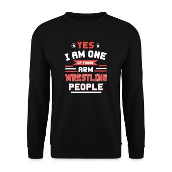 Arm wrestling tree felling weight training Armwrestling - Unisex Sweatshirt - black - Front - Alina (178cm) & Michal (187cm)
