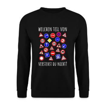 Verkehrsschilder Schilder Führerschein Fahrschule - Unisex Pullover - Schwarz - Vorne - Alina (178cm) & Michal (187cm)