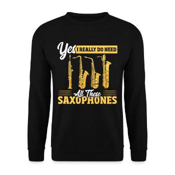 Saxophone Saxophones Jazz Player Marching Band Sym - Unisex Pullover - Schwarz - Vorne - Alina (178cm) & Michal (187cm)