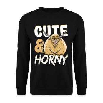 Highland cattle Highland Cattle Farmer - Sweat-shirt Unisexe - noir - Devant - Alina (178cm) & Michal (187cm)
