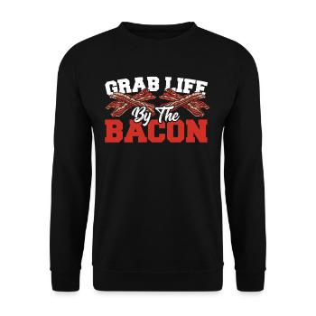 Grab Life By The Bacon Bacon and Egg Ham Breakfast - Unisex Sweatshirt - black - Front - Alina (178cm) & Michal (187cm)