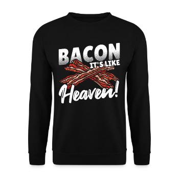 Bacon It's Like Heaven! Bacon Lover - Unisex Sweatshirt - black - Front - Alina (178cm) & Michal (187cm)