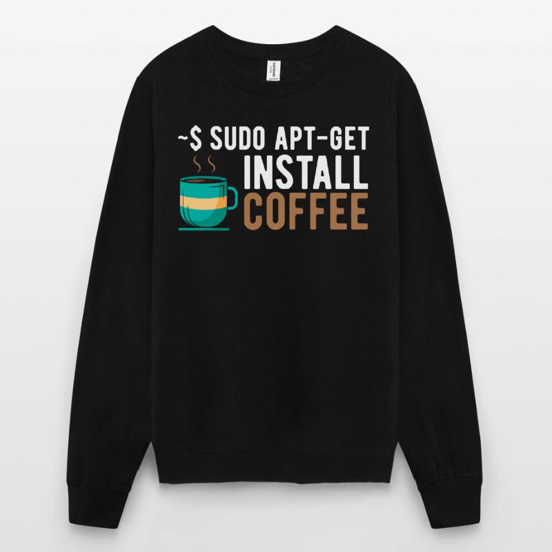 ~$ sudo apt-get install coffee Linux Programmer Unisex Sweatshirt