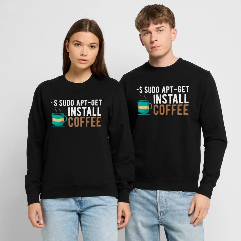 ~$ sudo apt-get install coffee Linux Programmer Unisex Sweatshirt