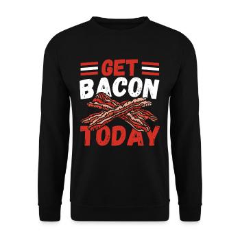 Get Bacon Today Pig Ham Bacon and Egg - Unisex Sweatshirt - black - Front - Alina (178cm) & Michal (187cm)