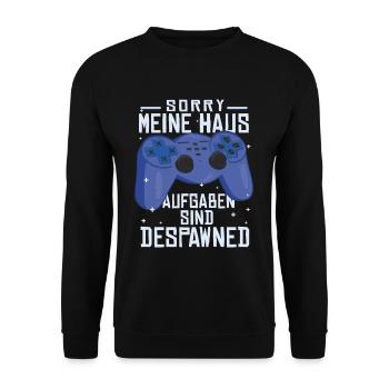 Hausaufgaben Despawned Gaming Gamer Zocken - Unisex Pullover - Schwarz - Vorne - Alina (178cm) & Michal (187cm)