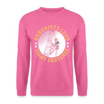 Bûcheron Bois Forêt Scies à chaîne Hache d’arbre Bois de chauffage - Sweat-shirt Unisexe - rose - Devant