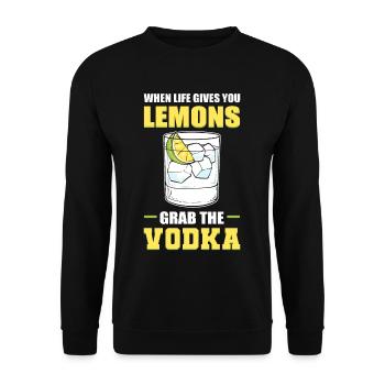 Quand la vie vous donne des citrons Prenez la vodka Wodka - Sweat-shirt Unisexe - noir - Devant - Alina (178cm) & Michal (187cm)
