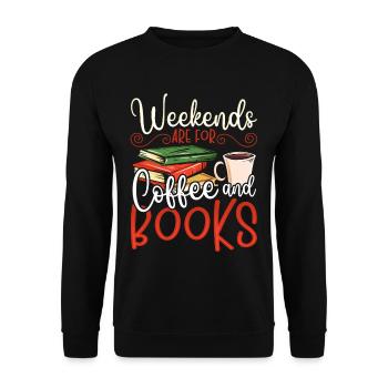 Weekends Are For Coffee and Books Book Lover - Unisex Sweatshirt - black - Front - Alina (178cm) & Michal (187cm)