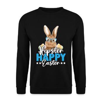 Hipster Happy Easter - Unisex Pullover - Schwarz - Vorne - Alina (178cm) & Michal (187cm)