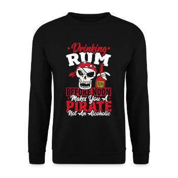 Drinking Rum Before Noon Makes You A Pirate - Unisex Sweatshirt - black - Front - Alina (178cm) & Michal (187cm)