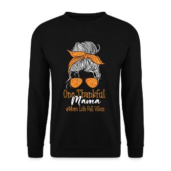 One Thankful Mama Mom Life Fall Vibes - Unisex Pullover - Schwarz - Vorne - Alina (178cm) & Michal (187cm)
