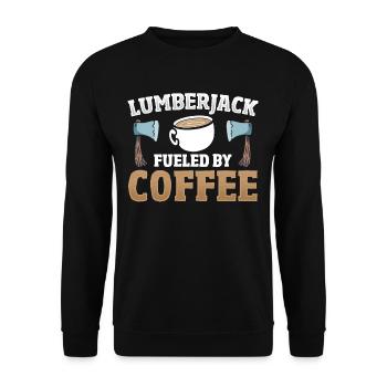 Lumberjack Fueled by Coffee Forestry Woodcutter - Unisex Pullover - Schwarz - Vorne - Alina (178cm) & Michal (187cm)
