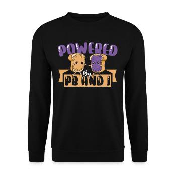 Powered By PB And J Peanut Butter and Jelly - Unisex Sweatshirt - black - Front - Alina (178cm) & Michal (187cm)