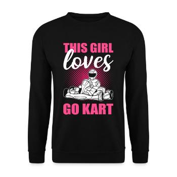 This Girl loves Go Kart Go-Kart Racing - Unisex Pullover - Schwarz - Vorne - Alina (178cm) & Michal (187cm)