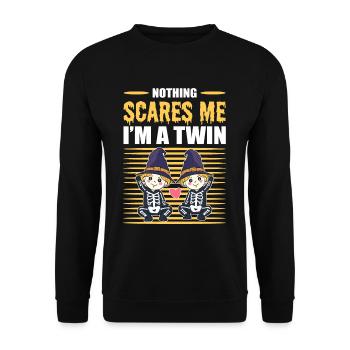 Nothing Scares Me I'm A Twin Halloween Twins - Unisex Pullover - Schwarz - Vorne - Alina (178cm) & Michal (187cm)