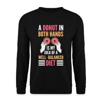 A Donut in Both Hands Is My Idea of a - Unisex Sweatshirt - black - Front - Alina (178cm) & Michal (187cm)