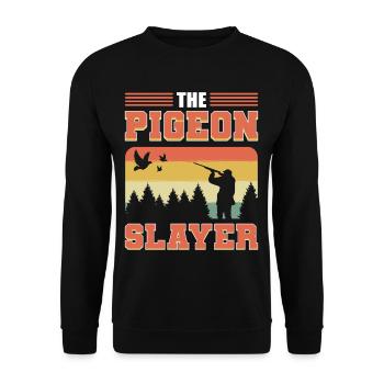 The Pigeon Slayer Pigeon Hunting Pigeon Hunter - Unisex Pullover - Schwarz - Vorne - Alina (178cm) & Michal (187cm)