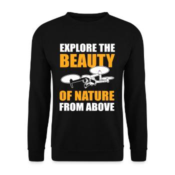 Explorez la beauté d’une nature vue d’en haut du drone - Sweat-shirt Unisexe - noir - Devant - Alina (178cm) & Michal (187cm)