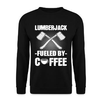 Lumberjack Fueled by Coffee Woodcutter Forester - Unisex Pullover - Schwarz - Vorne - Alina (178cm) & Michal (187cm)