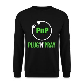 PnP = Plug'n'Pray Programming Programmer Coding - Unisex Pullover - Schwarz - Vorne - Alina (178cm) & Michal (187cm)