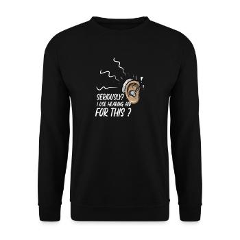 Deaf Hearing Impaired Hearing aid Sign Language - Unisex Sweatshirt - black - Front - Alina (178cm) & Michal (187cm)
