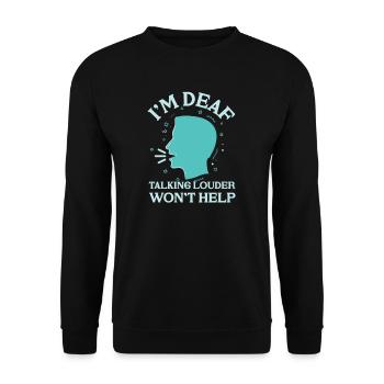 Deaf Hearing Impaired Hearing aid Sign Language - Unisex Sweatshirt - black - Front - Alina (178cm) & Michal (187cm)