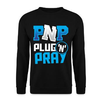 PnP = Plug'n'Pray Programming Programmer Coding - Unisex Pullover - Schwarz - Vorne - Alina (178cm) & Michal (187cm)