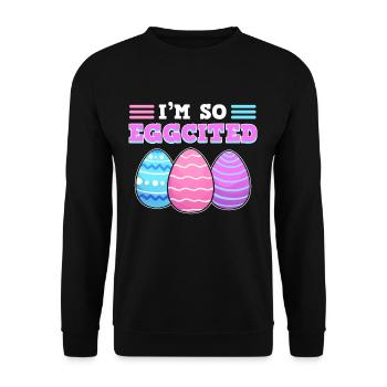 I'm So Eggcited Easter - Unisex Pullover - Schwarz - Vorne - Alina (178cm) & Michal (187cm)