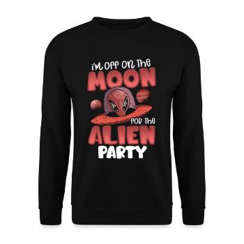 I'm off on the Moon for the Alien Party Aliens - Unisex Sweatshirt - black - Front - Alina (178cm) & Michal (187cm)
