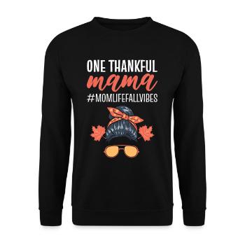 One Thankful Mama #Mom Life Fall Vibes - Unisex Pullover - Schwarz - Vorne - Alina (178cm) & Michal (187cm)