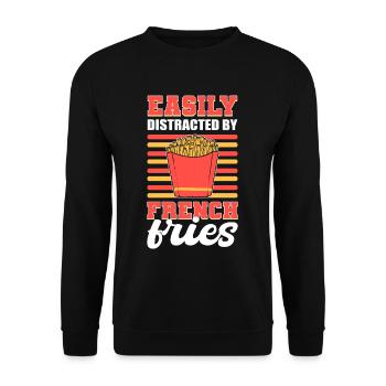 Easily Distracted By French Fries Fried Potato - Unisex Pullover - Schwarz - Vorne - Alina (178cm) & Michal (187cm)