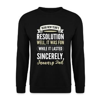 Dear New Resolution, Happy New Year's Day Eve - Unisex Sweatshirt - black - Front - Alina (178cm) & Michal (187cm)