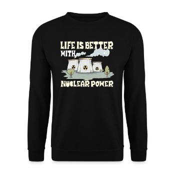 Atomkraftwerk Nuklear Energie Erneuerbare Energie - Unisex Pullover - Schwarz - Vorne - Alina (178cm) & Michal (187cm)