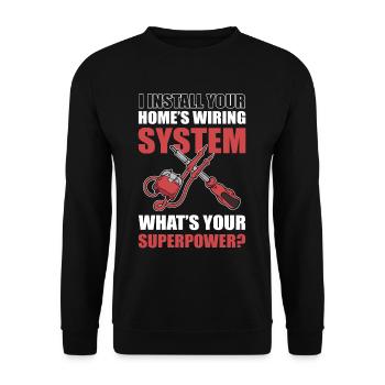 J’installe l’électricien du système de câblage de votre maison - Sweat-shirt Unisexe - noir - Devant - Alina (178cm) & Michal (187cm)