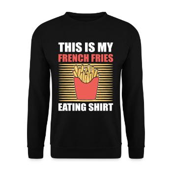 This Is My French Fries Eating Shirt Fried Potato - Unisex Pullover - Schwarz - Vorne - Alina (178cm) & Michal (187cm)